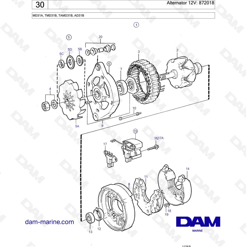 Spare parts and exploded views for Volvo Penta TMD31